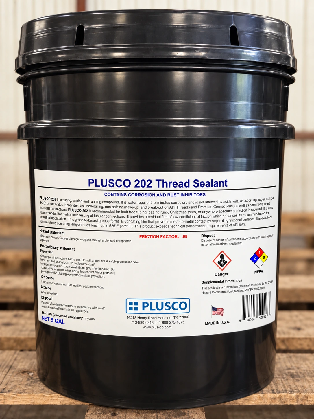 AI-generated pail mockup for PLUSCO 202 Thread Sealant