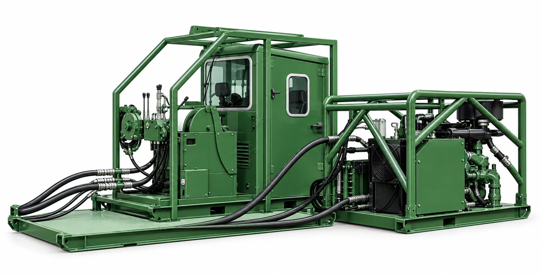 AI-enhanced illustration of green wireline equipment for PLUSCO 432-433