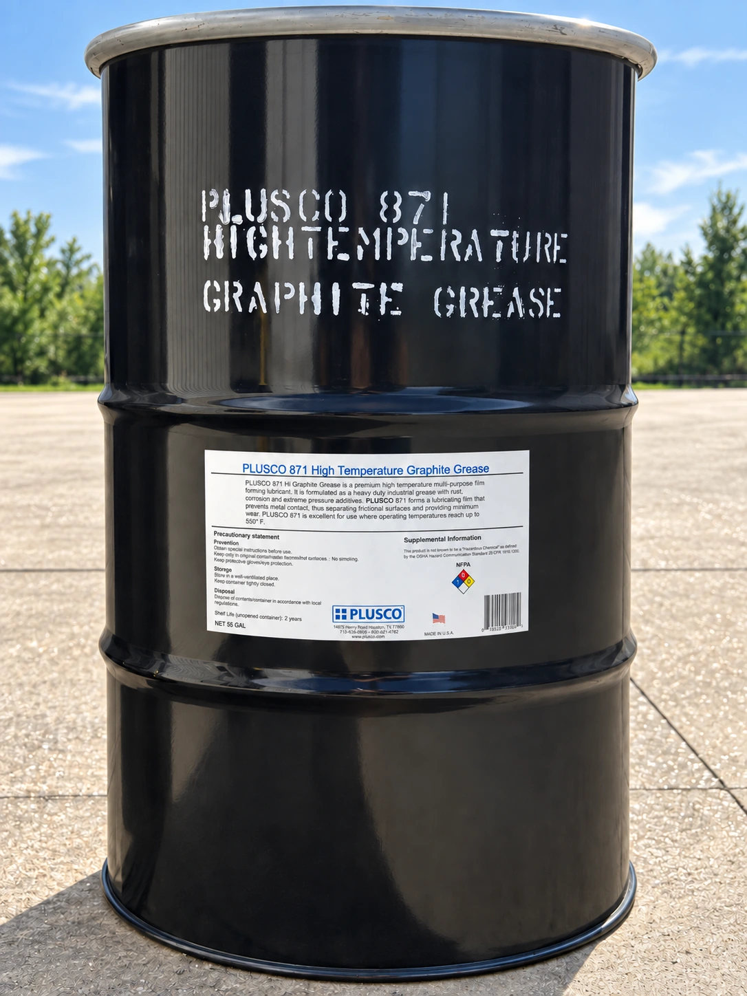 PLUSCO 871 High Temperature Graphite Grease drum