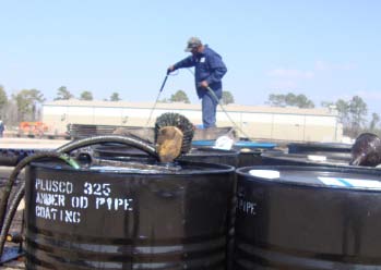 PLUSCO 325 Amber OD Pipe Coating drums